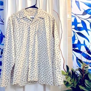 Men's Vintage Esprit 100% Cotton French Cuff Floral Print Buttondown Size Medium